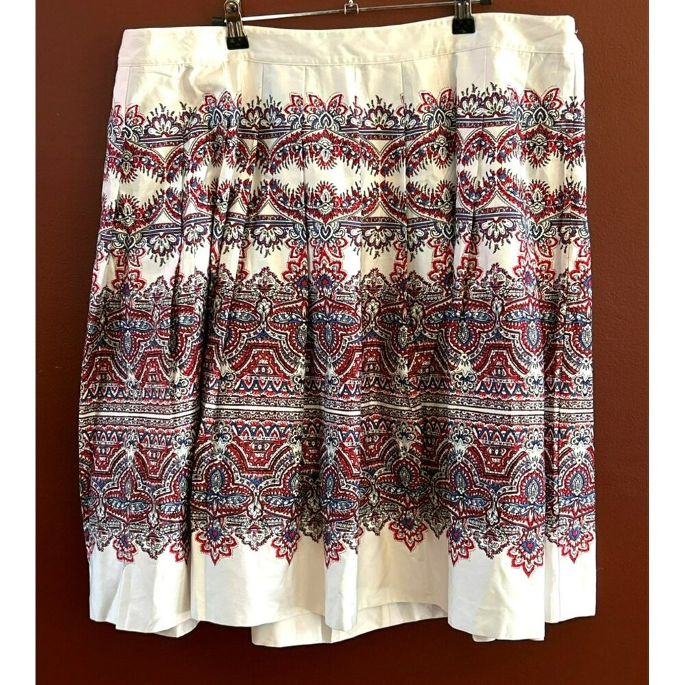 Talbots Women's Red White Blue Floral Knee Length Skirt Plus Size 18W NWT